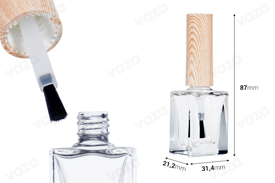 Shishe 10 ml me furçë për lyerjen e thonjve, kapak me dizajn druri – paketë me 6 copë. Shishe 10 ml me furçë për lyerjen e thonjve, kapak me dizajn druri – paketë me 6 copë.-imazh_dimensione