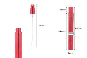 Flacon de parfum de 10 ml en verre rouge avec vaporisateur et revêtement en aluminium - 6 pcs-2