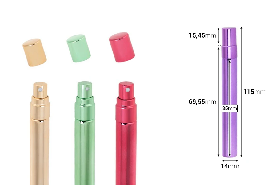 Μπουκαλάκι αρωμάτων 10 ml γυάλινο με σπρέι και επικάλυψη αλουμινίου (mix color) - 6 τμχ Μπουκαλάκι αρωμάτων 10 ml γυάλινο με σπρέι και επικάλυψη αλουμινίου (mix color) - 6 τμχ