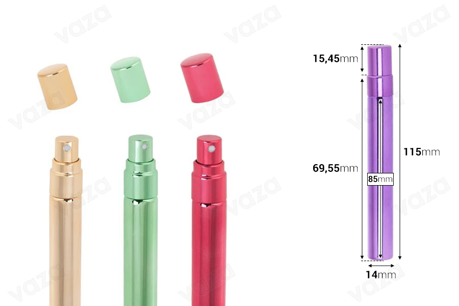 10ml aluminum coated glass perfume atomizer - available in a package with 6 pcs in different colors. 10ml aluminum coated glass perfume atomizer - available in a package with 6 pcs in different colors.-image_dimensions
