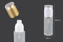 Glasflasche, edelmattiert 50ml mit Zerstäuber und Deckel weiß oder gold satiniert