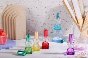 10ml Teddy Bear glass bottle with spray pump and cap-3