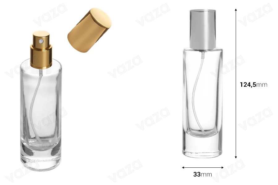 Parfümflasche 30ml transparent mit Spray und Aluminiumdeckel-bildabmessungen