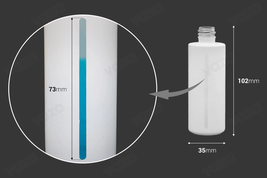 Weiße 50-ml-Parfümflasche aus Glas mit 18/415-Finish Weiße 50-ml-Parfümflasche aus Glas mit 18/415-Finish-bildabmessungen