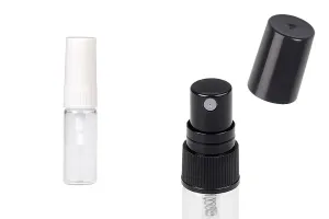 Flacon en verre transparent 3 ml avec spray et bouchon en plastique - 6 pcs-1