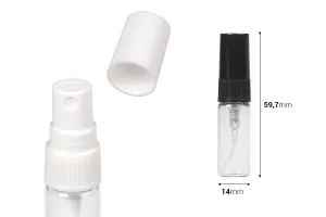 Flacon en verre transparent 3 ml avec spray et bouchon en plastique - 6 pcs-2