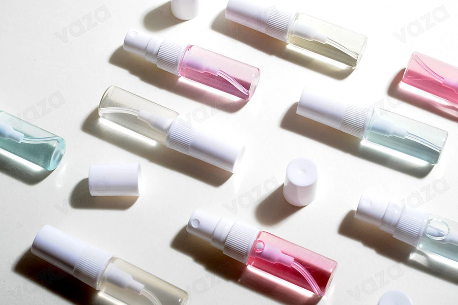 Shishe qelqi transparente 3 ml me sprej plastik dhe kapak - 6 copë-imazh_grup