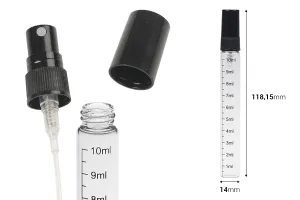 Γυάλινο διάφανο μπουκαλάκι 10 ml με διαβάθμιση, πλαστικό σπρέι και καπάκι - 6 τμχ-2