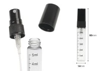 Γυάλινο διάφανο μπουκαλάκι 5 ml με διαβάθμιση, πλαστικό σπρέι και καπάκι - 6 τμχ Γυάλινο διάφανο μπουκαλάκι 5 ml με διαβάθμιση, πλαστικό σπρέι και καπάκι - 6 τμχ