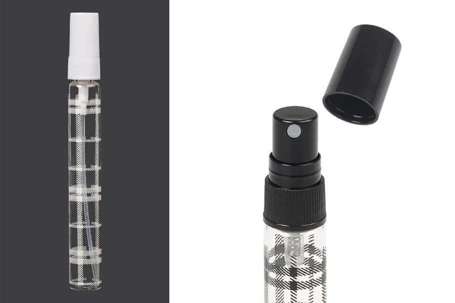 Γυάλινο μπουκαλάκι 10 ml με πλαστικό σπρέι και καπάκι - 6 τμχ Γυάλινο μπουκαλάκι 10 ml με πλαστικό σπρέι και καπάκι - 6 τμχ