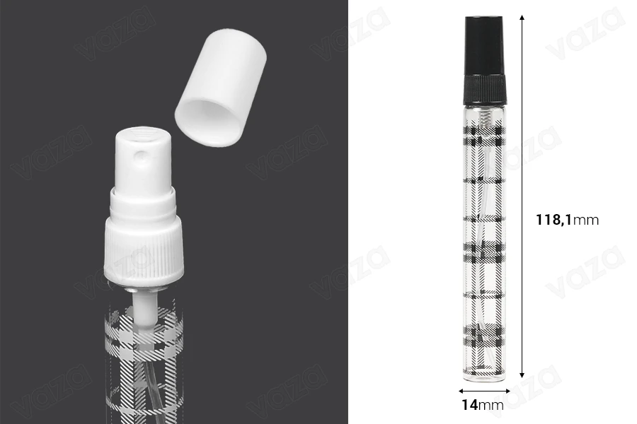 Glasflasche 10ml mit Kunststoffspray und Verschluss – 6 Stück Glasflasche 10ml mit Kunststoffspray und Verschluss – 6 Stück-bildabmessungen