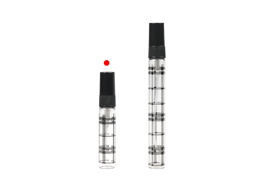 Γυάλινο μπουκαλάκι 5 ml με πλαστικό σπρέι και καπάκι - 6 τμχ