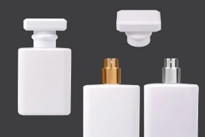 Flacon de parfum en verre 50 ml de couleur blanche avec spray et bouchon-1