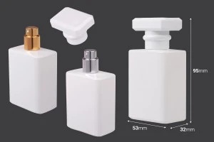 Flacon de parfum en verre 50 ml de couleur blanche avec spray et bouchon-2