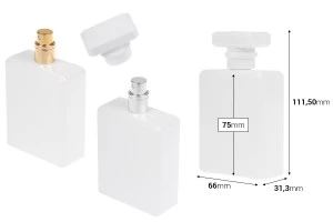 Φιάλη αρωμάτων γυάλινη 100 ml σε λευκό χρώμα με σπρέι και καπάκι-2