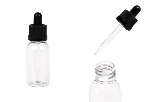 Πλαστικό (PET) διάφανο μπουκαλάκι 30 ml με μαύρο σταγονόμετρο με ασφάλεια CRC - 12 τμχ-1