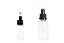 Πλαστικό (PET) διάφανο μπουκαλάκι 30 ml με μαύρο σταγονόμετρο με ασφάλεια CRC - 12 τμχ
