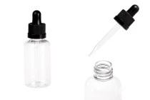 Πλαστικό (PET) διάφανο μπουκαλάκι 50 ml με μαύρο σταγονόμετρο με ασφάλεια CRC -12 τμχ