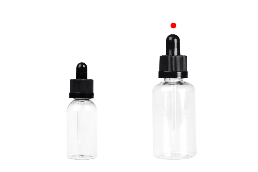 Πλαστικό (PET) διάφανο μπουκαλάκι 50 ml με μαύρο σταγονόμετρο με ασφάλεια CRC -12 τμχ