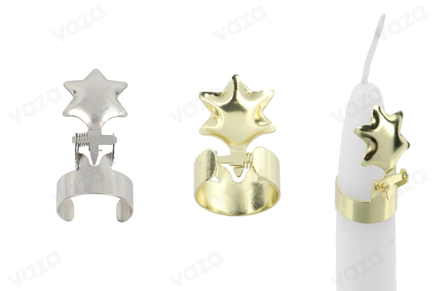 Éteignoir automatique en métal pour bougies en forme d'étoile, disponible en couleur or ou argent Éteignoir automatique en métal pour bougies en forme d'étoile, disponible en couleur or ou argent-photo_produit