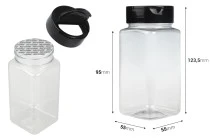 Διάφανο πλαστικό (PET) βαζάκι 250 ml με μαύρο καπάκι και εσωτερικό παρέμβυσμα (PE) για μπαχαρικά - 6 τμχ Διάφανο πλαστικό (PET) βαζάκι 250 ml με μαύρο καπάκι και εσωτερικό παρέμβυσμα (PE) για μπαχαρικά - 6 τμχ