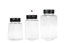 Διάφανο πλαστικό (PET) βαζάκι 250 ml με μαύρο καπάκι και εσωτερικό παρέμβυσμα (PE) για μπαχαρικά - 6 τμχ Διάφανο πλαστικό (PET) βαζάκι 250 ml με μαύρο καπάκι και εσωτερικό παρέμβυσμα (PE) για μπαχαρικά - 6 τμχ