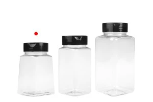 Barattolo per spezie in plastica trasparente (PET) da 260 ml con coperchio nero e guarnizione interna (PE)-5