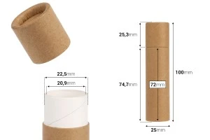 Βιοδασπώμενα κυλινδρικά χάρτινα κουτιά 25x100 mm για lip balm-2