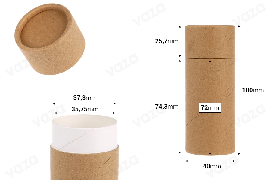 Kuti kartoni cilindrike biodegraduese 40 x 100 mm për lip balm -imazh_dimensione