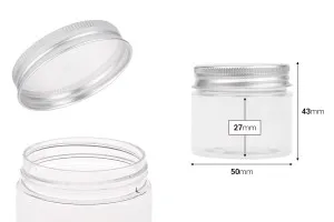 Transparent 50ml PET jar with aluminum cap and sealing disc-2