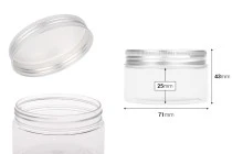 Διάφανο PET βαζάκι 100ml με ασημί αλουμινένιο καπάκι με παρέμβυσμα - 12 τμχ Διάφανο PET βαζάκι 100ml με ασημί αλουμινένιο καπάκι με παρέμβυσμα - 12 τμχ