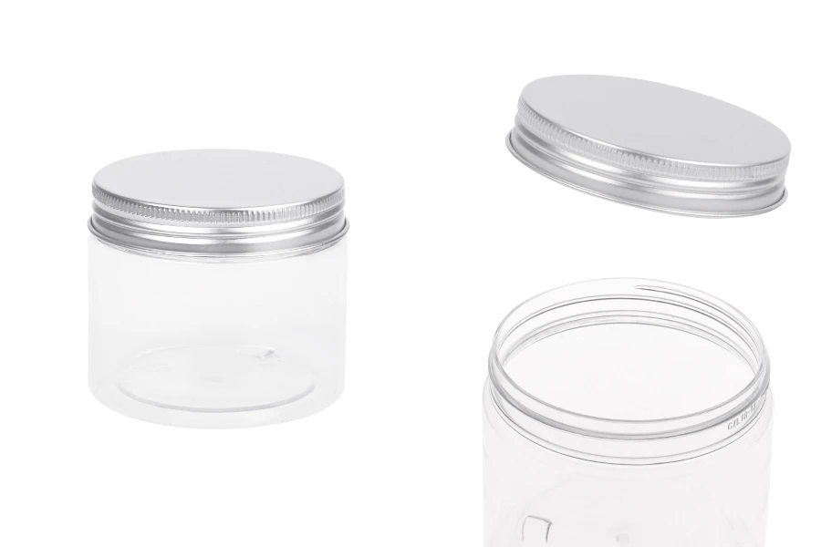 Διάφανο PET βαζάκι 150ml με ασημί αλουμινένιο καπάκι με παρέμβυσμα - 12 τμχ Διάφανο PET βαζάκι 150ml με ασημί αλουμινένιο καπάκι με παρέμβυσμα - 12 τμχ