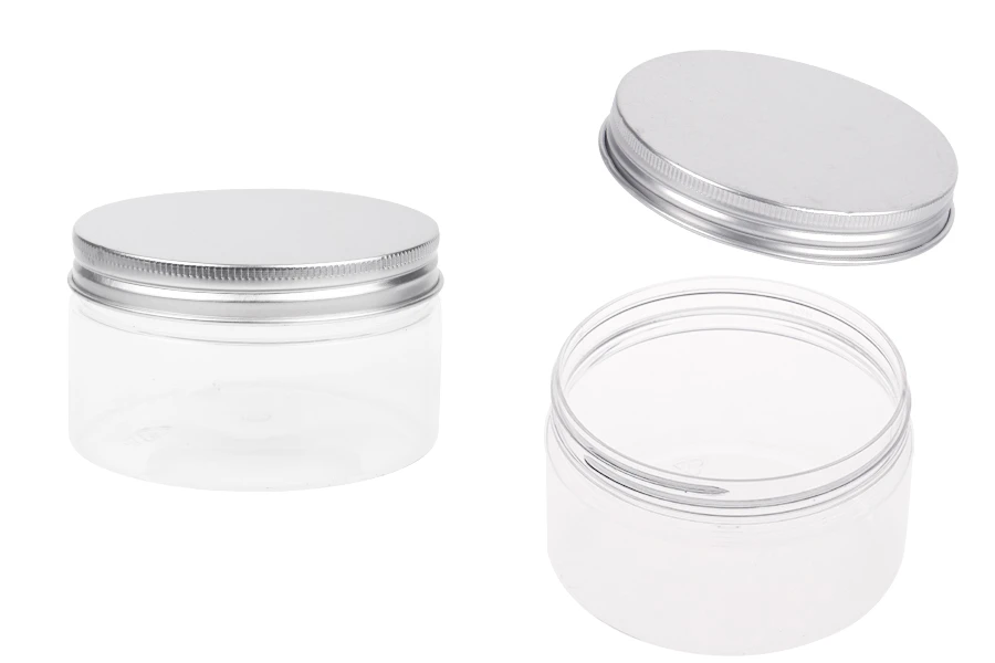 Διάφανο PET βαζάκι 200ml με ασημί αλουμινένιο καπάκι με παρέμβυσμα - 12 τμχ Διάφανο PET βαζάκι 200ml με ασημί αλουμινένιο καπάκι με παρέμβυσμα - 12 τμχ