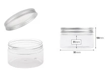 Διάφανο PET βαζάκι 200ml με ασημί αλουμινένιο καπάκι με παρέμβυσμα - 12 τμχ Διάφανο PET βαζάκι 200ml με ασημί αλουμινένιο καπάκι με παρέμβυσμα - 12 τμχ