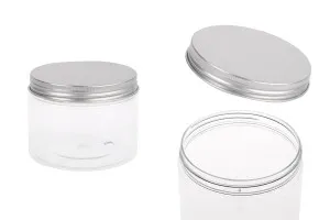 Transparent 300ml PET jar with aluminum cap and sealing disc - 6 pcs-1
