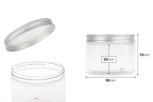 Transparent 300ml PET jar with aluminum cap and sealing disc - 6 pcs-2