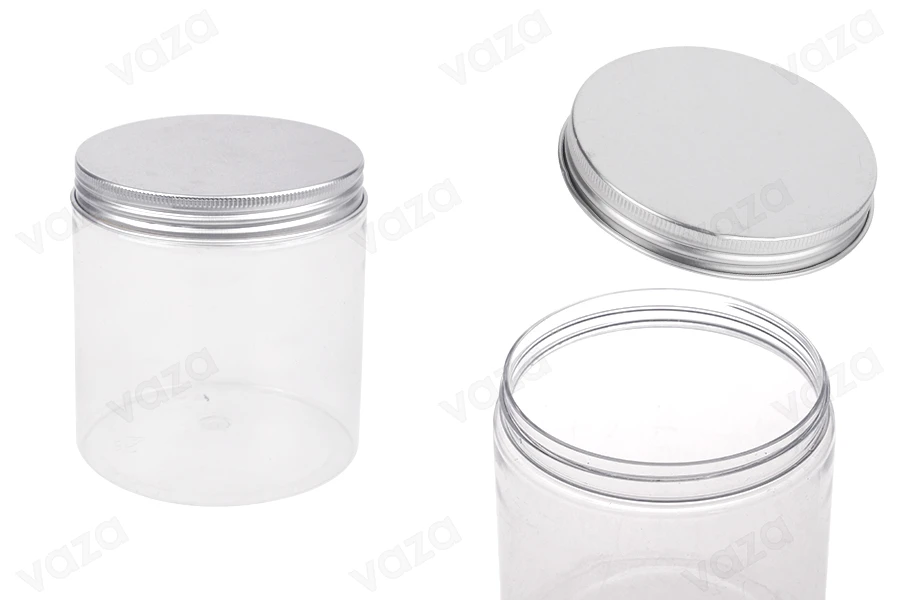 Kavanoz PET transparent 500ml me kapak alumini ngjyrë argjendi me tapë të brëndshme - 6 copë Kavanoz PET transparent 500ml me kapak alumini ngjyrë argjendi me tapë të brëndshme - 6 copë -εικόνα_προϊοντική