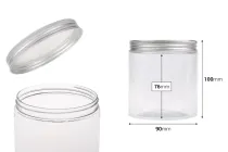 Διάφανο PET βαζάκι 500ml με ασημί αλουμινένιο καπάκι με παρέμβυσμα - 6τμχ Διάφανο PET βαζάκι 500ml με ασημί αλουμινένιο καπάκι με παρέμβυσμα - 6τμχ
