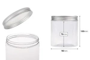 Transparent 500ml PET jar with aluminum cap and sealing disc - 6 pcs-2