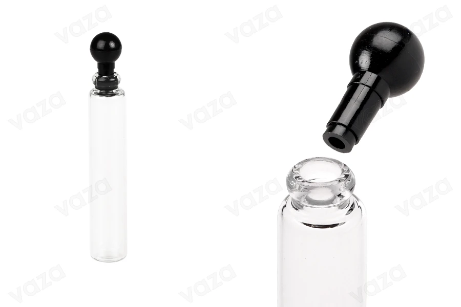 Γυάλινο φιαλίδιο 1 ml για tester αρωμάτων με πλαστικό καπάκι - 100 τμχ-εικόνα_προϊοντική