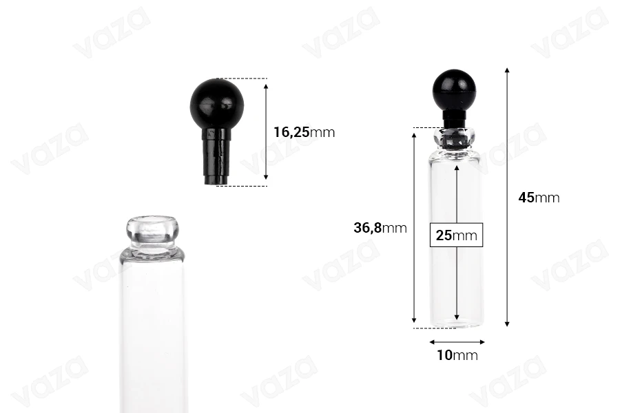 Γυάλινο φιαλίδιο 1 ml για tester αρωμάτων με πλαστικό καπάκι - 100 τμχ-εικόνα_διαστάσεις