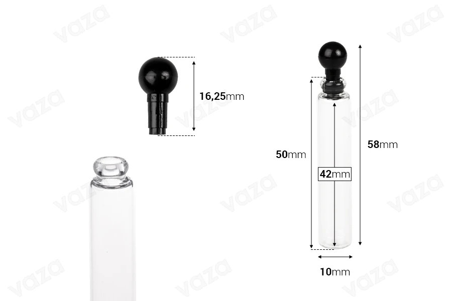 Glastesterflasche 2 ml mit Kunststoffverschluss - 100 Stk Glastesterflasche 2 ml mit Kunststoffverschluss - 100 Stk-bildabmessungen