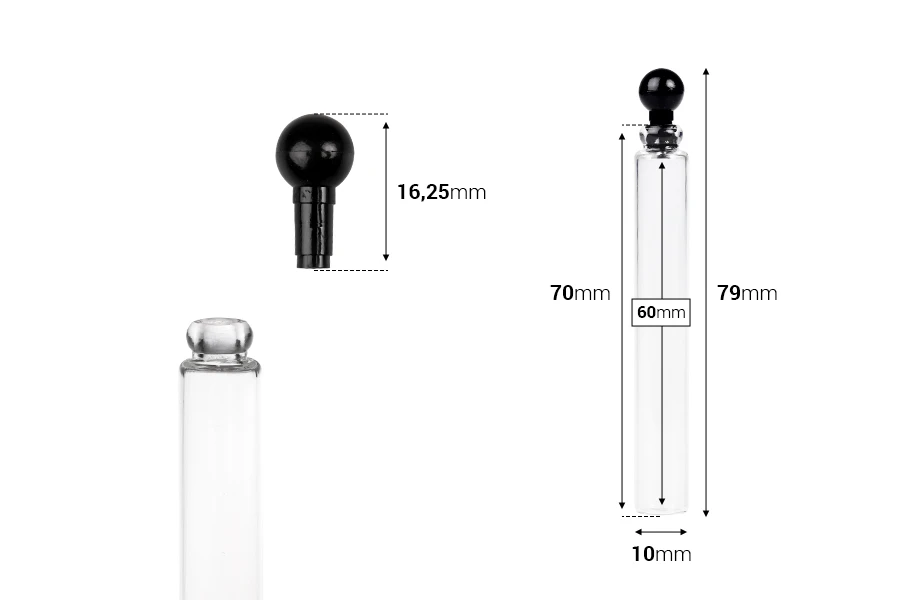 Γυάλινο φιαλίδιο 3 ml για tester αρωμάτων με πλαστικό καπάκι - 100 τμχ