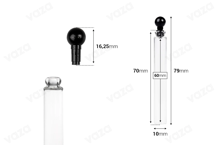 Γυάλινο φιαλίδιο 3 ml για tester αρωμάτων με πλαστικό καπάκι - 100 τμχ-εικόνα_διαστάσεις
