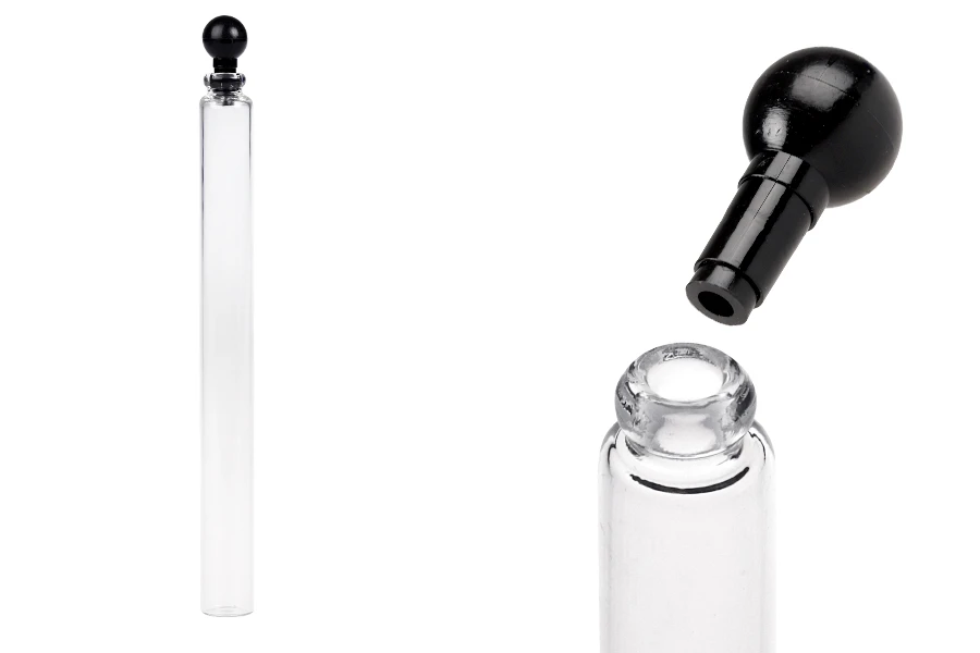 Γυάλινο φιαλίδιο 5 ml για tester αρωμάτων με πλαστικό καπάκι - 100 τμχ