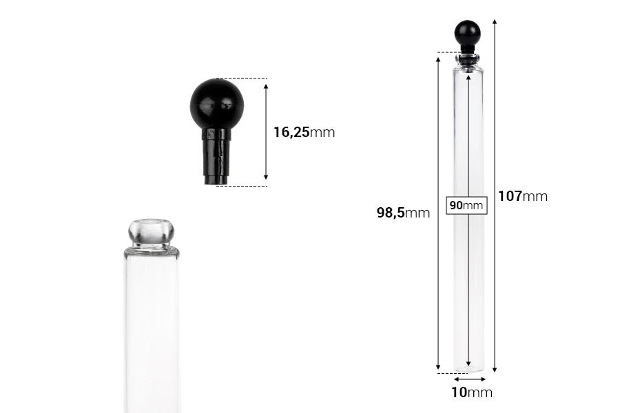 Γυάλινο φιαλίδιο 5 ml για tester αρωμάτων με πλαστικό καπάκι - 100 τμχ