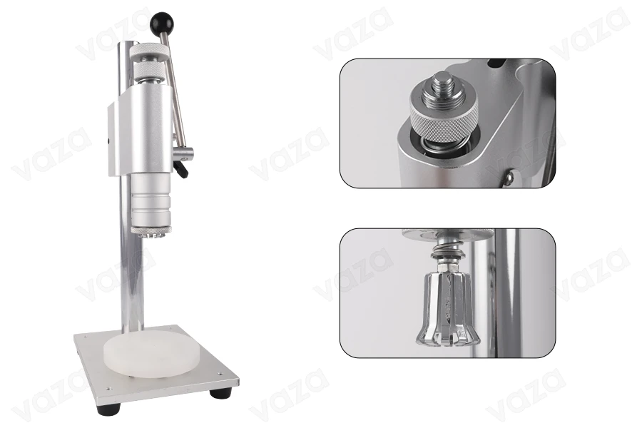 Mjet manual mbyllës për shishe parfumesh me mbyllje sigurie crimp 15 ose 20 mm (kërkohet përdorimi i mjeteve 1231-4-2-15 ose 1231-4-2). Mjet manual mbyllës për shishe parfumesh me mbyllje sigurie crimp 15 ose 20 mm (kërkohet përdorimi i mjeteve 1231-4-2-15 ose 1231-4-2).-imazh_dimensione