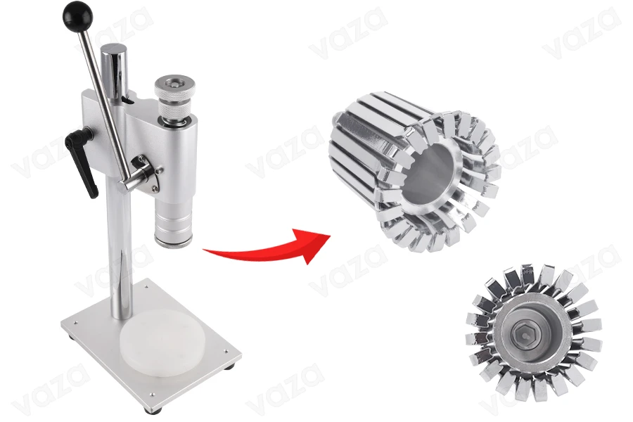Mjet manual mbyllës për shishe parfumesh me mbyllje sigurie crimp 15 ose 20 mm (kërkohet përdorimi i mjeteve 1231-4-2-15 ose 1231-4-2). Mjet manual mbyllës për shishe parfumesh me mbyllje sigurie crimp 15 ose 20 mm (kërkohet përdorimi i mjeteve 1231-4-2-15 ose 1231-4-2).-imazh_grup