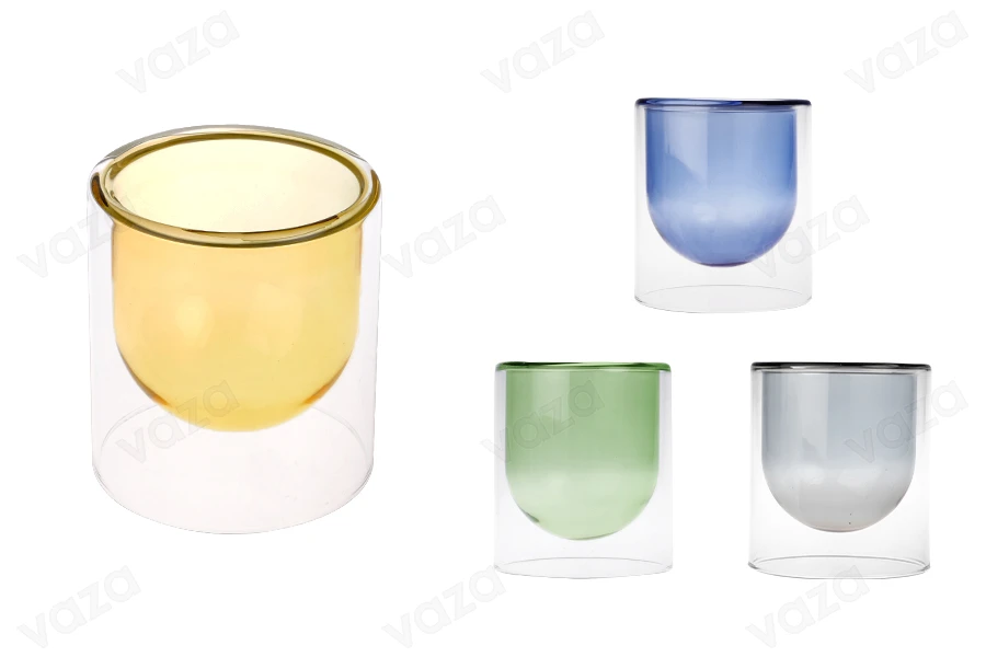 Pot double en verre 330 ml pour bougie (95x105 mm) en différentes couleurs-photo_produit