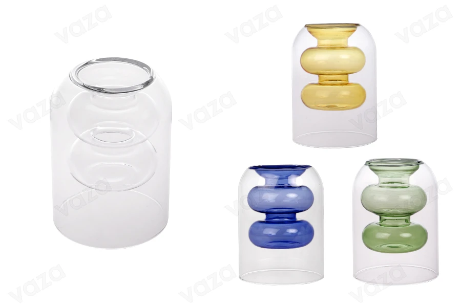 Doppelwandige Glasdiffusorflasche 190 ml (90 x 120 mm) aus mundgeblasenem Glas in verschiedenen Farben-produktbild